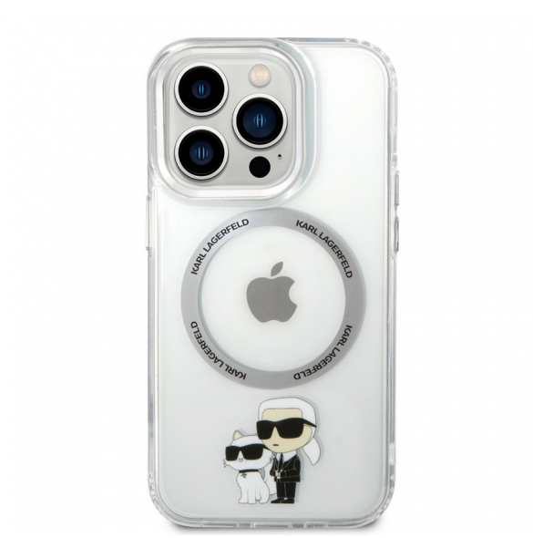 Karl Lagerfeld IML Karl och Choupette NFT MagSafe Fodral till iPhone 14 Pro Transparent