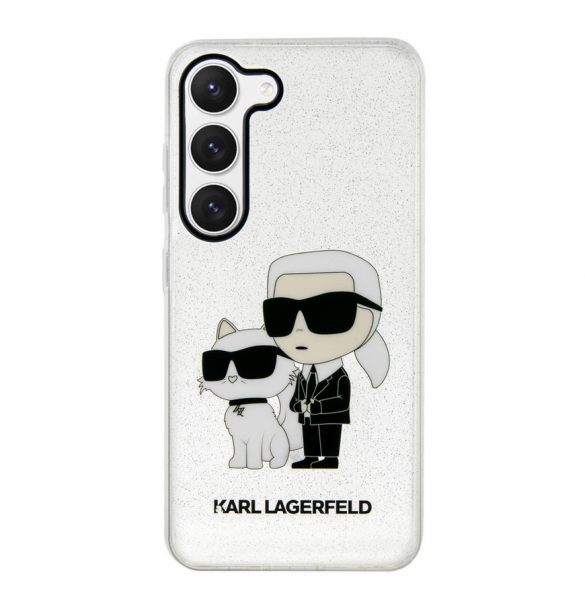 Karl Lagerfeld IML Glitter Karl och Choupette NFT-fodral till Samsung Galaxy S23+ Transparent