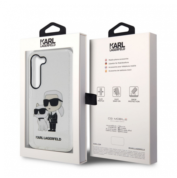 Karl Lagerfeld IML Glitter Karl och Choupette NFT-fodral till Samsung Galaxy S23+ Transparent