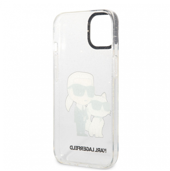 Karl Lagerfeld IML Glitter Karl och Choupette NFT-fodral till iPhone 13 Transparent