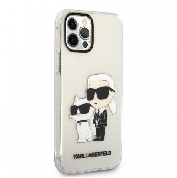 Karl Lagerfeld IML Glitter Karl och Choupette NFT-fodral till iPhone 12/12 Pro Transparent