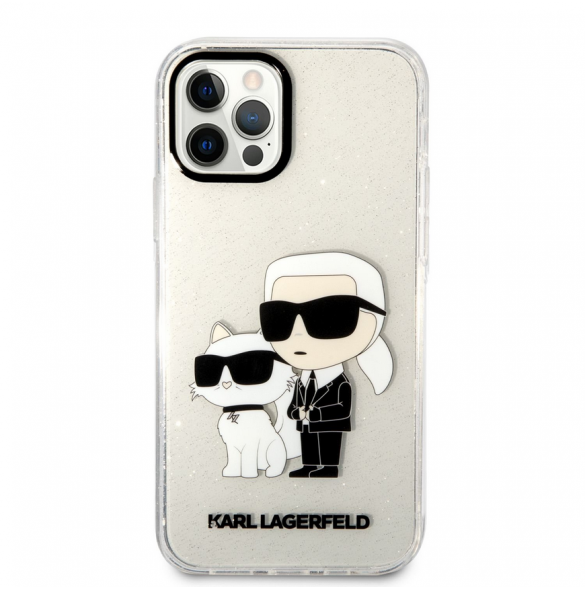 Karl Lagerfeld IML Glitter Karl och Choupette NFT-fodral till iPhone 12/12 Pro Transparent