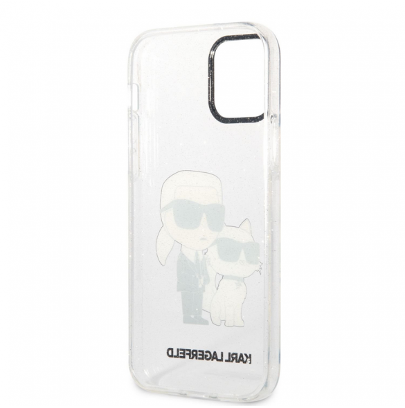 Karl Lagerfeld IML Glitter Karl och Choupette NFT-fodral till iPhone 12/12 Pro Transparent