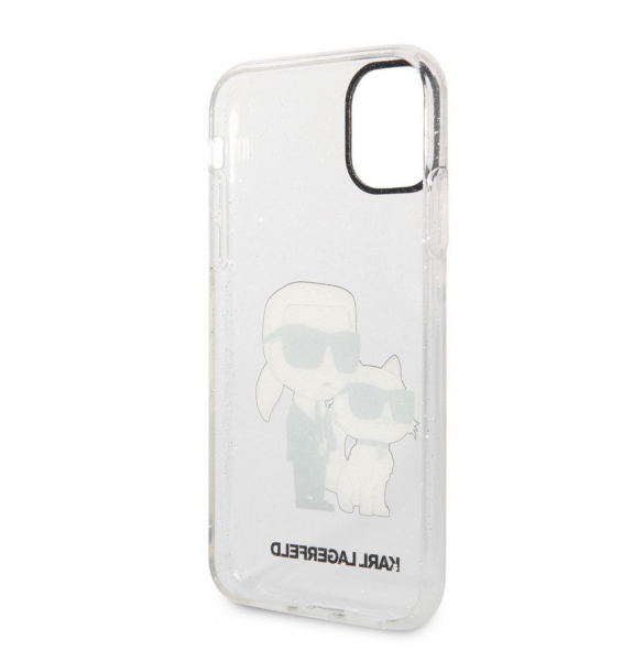 Karl Lagerfeld IML Glitter Karl och Choupette NFT-fodral till iPhone 11 Transparent