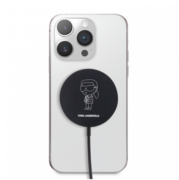 Karl Lagerfeld Ikonik NFT MagSafe Trådlös Laddare 15W Svart