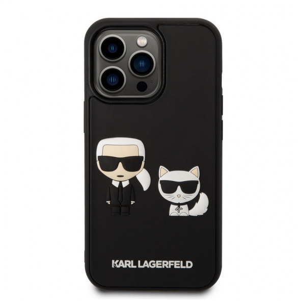 Karl Lagerfeld och Choupette 3D-fodral till iPhone 14 Pro Max Svart