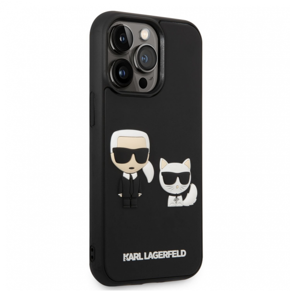 Karl Lagerfeld och Choupette 3D-fodral för iPhone 14 Pro Svart