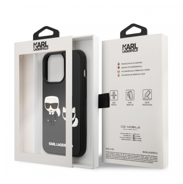 Karl Lagerfeld och Choupette 3D-fodral för iPhone 14 Pro Svart