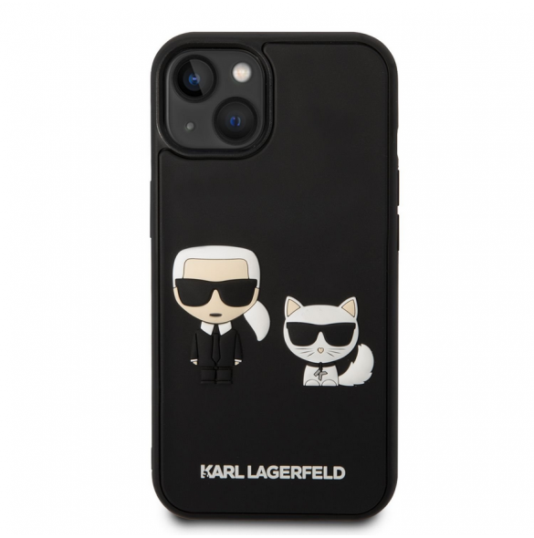 Karl Lagerfeld och Choupette 3D-fodral till iPhone 14 Svart