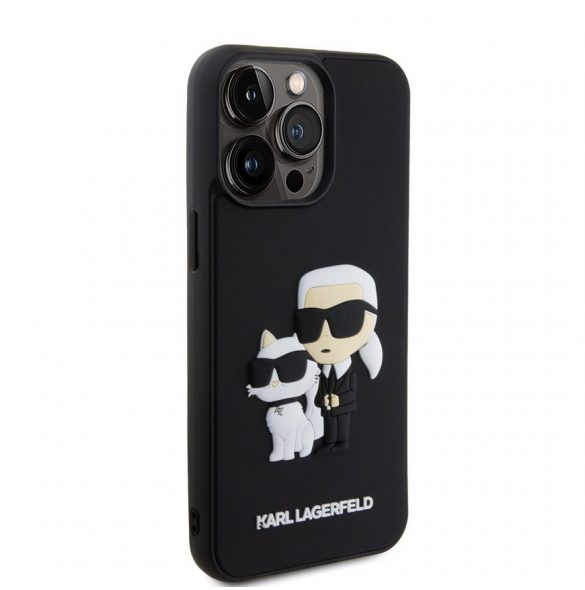 Karl Lagerfeld 3D-gummi Karl och Choupette-fodral till iPhone 14 Pro Max Svart