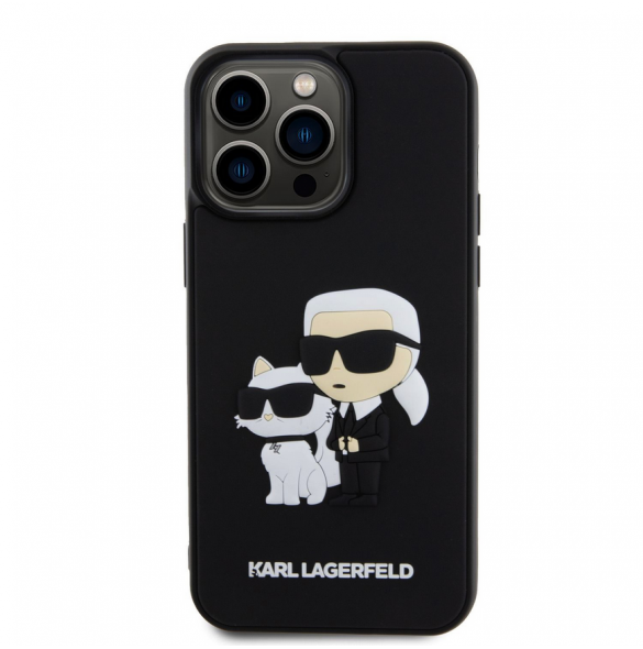Karl Lagerfeld 3D-gummi Karl och Choupette-fodral till iPhone 14 Pro Max Svart