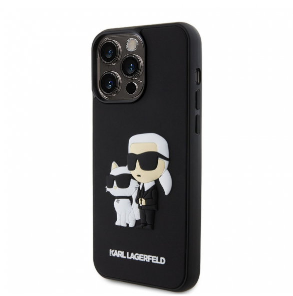 Karl Lagerfeld 3D-gummi Karl och Choupette-fodral till iPhone 14 Pro Max Svart