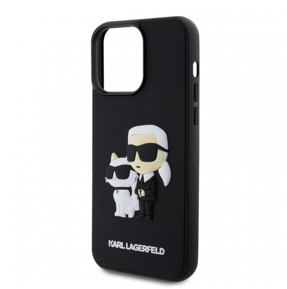 Karl Lagerfeld 3D-gummi Karl och Choupette-fodral till iPhone 14 Pro Max Svart