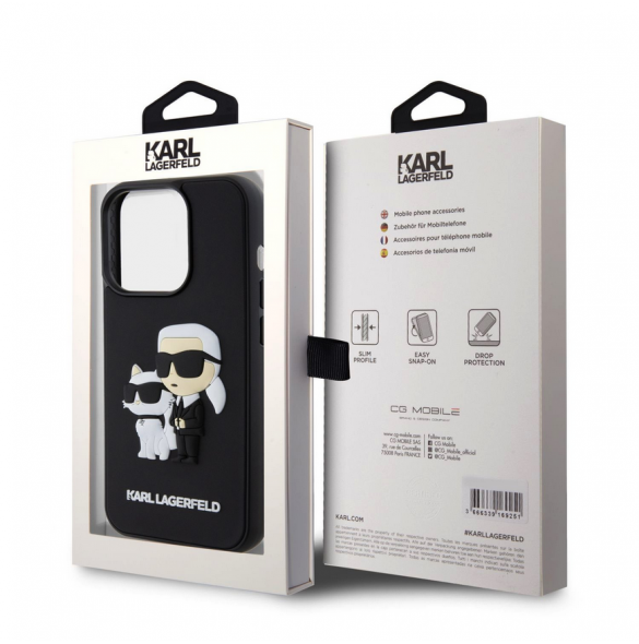 Karl Lagerfeld 3D-gummi Karl och Choupette-fodral till iPhone 13 Pro Svart