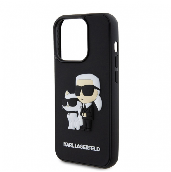 Karl Lagerfeld 3D-gummi Karl och Choupette-fodral till iPhone 13 Pro Svart