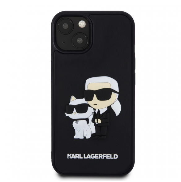Karl Lagerfeld 3D Gummi Karl och Choupette Fodral till iPhone 13 Svart