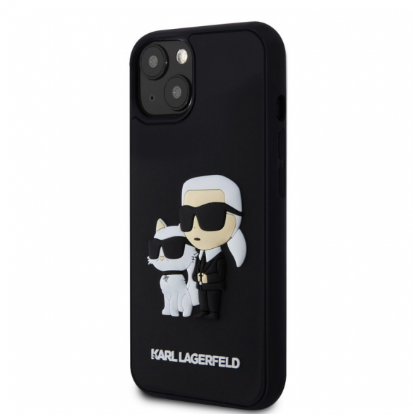 Karl Lagerfeld 3D Gummi Karl och Choupette Fodral till iPhone 13 Svart