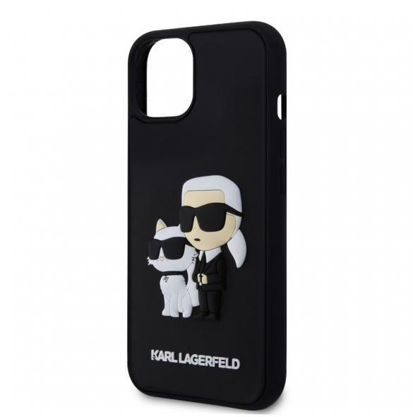 Karl Lagerfeld 3D Gummi Karl och Choupette Fodral till iPhone 13 Svart