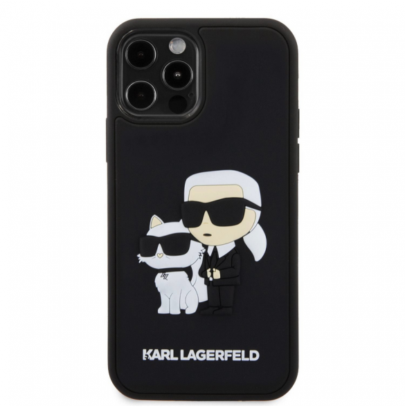 Karl Lagerfeld 3D Gummi Karl och Choupette Fodral för iPhone 12/12 Pro Svart