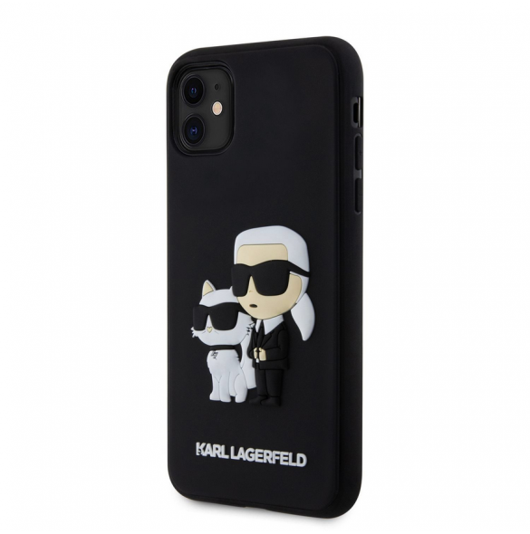 Karl Lagerfeld 3D-gummi Karl och Choupette-fodral till iPhone 11 Svart
