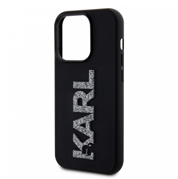 Karl Lagerfeld 3D Gummi Glitter Logo Karl Fodral till iPhone 15 Pro Max Svart