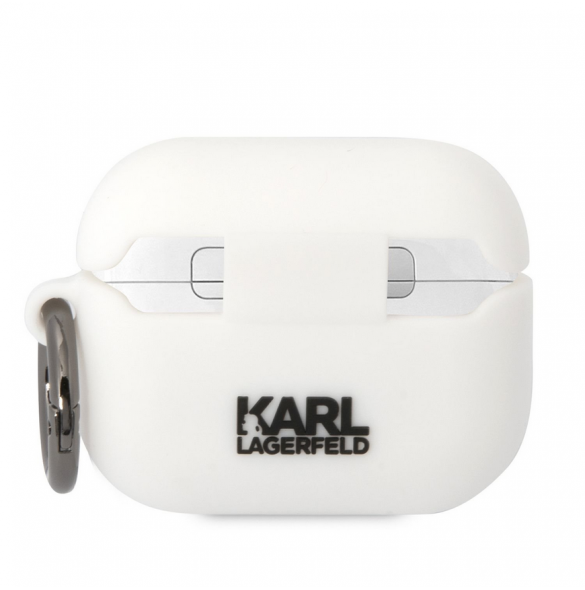 Karl Lagerfeld 3D-logotyp NFT Karl Head Silikonfodral för AirPods Pro White
