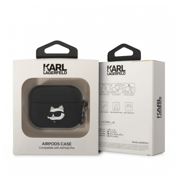 Karl Lagerfeld 3D Logo NFT Choupette Head Silikonfodral för AirPods Pro Black