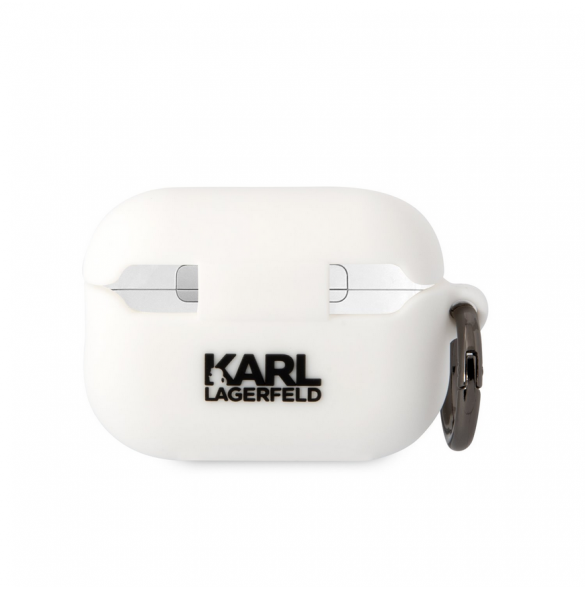 Karl Lagerfeld 3D Logo NFT Choupette Head Silikonfodral för AirPods Pro 2 White