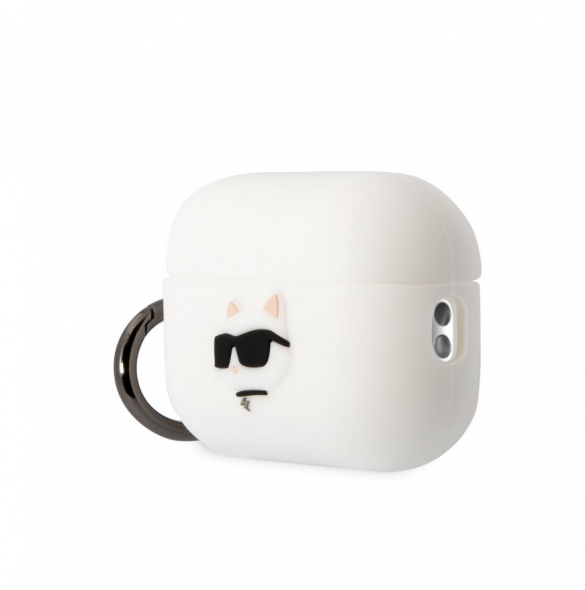 Karl Lagerfeld 3D Logo NFT Choupette Head Silikonfodral för AirPods Pro 2 White