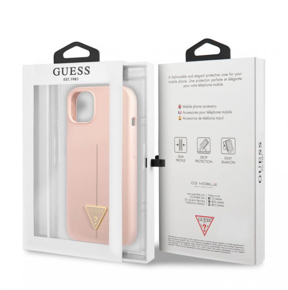 Guess Silicone Line Triangle Fodral till iPhone 13 Rosa