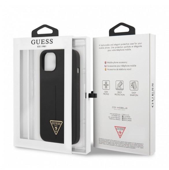 Guess Silicone Line Triangle Fodral till iPhone 13 Svart