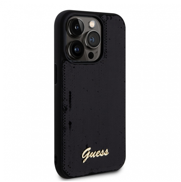 Guess Sequin Script Logo Fodral till iPhone 14 Pro Max Svart