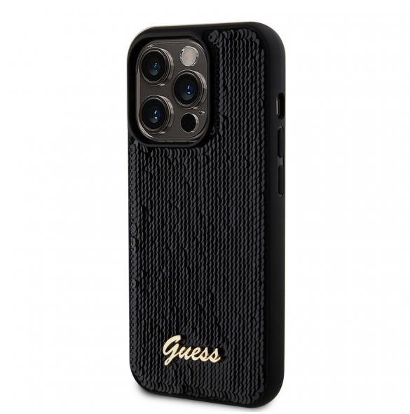 Guess Sequin Script Logo Fodral till iPhone 14 Pro Max Svart