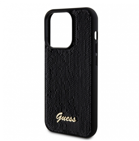 Guess Sequin Script Logo Fodral till iPhone 14 Pro Max Svart