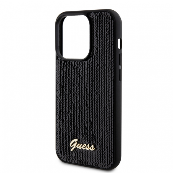 Guess Sequin Script Logofodral för iPhone 14 Pro Svart