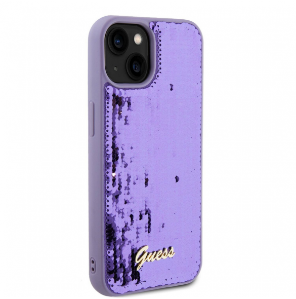 Guess Sequin Script Logofodral för iPhone 13 Lila