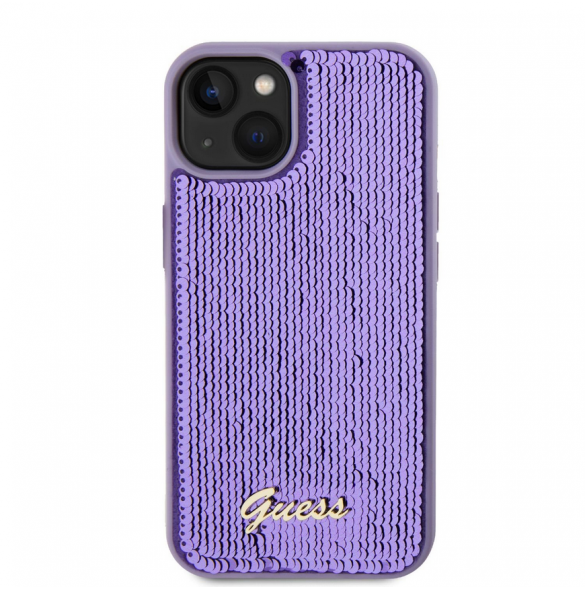 Guess Sequin Script Logofodral för iPhone 13 Lila