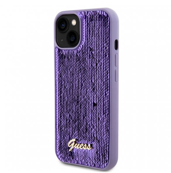 Guess Sequin Script Logofodral för iPhone 13 Lila
