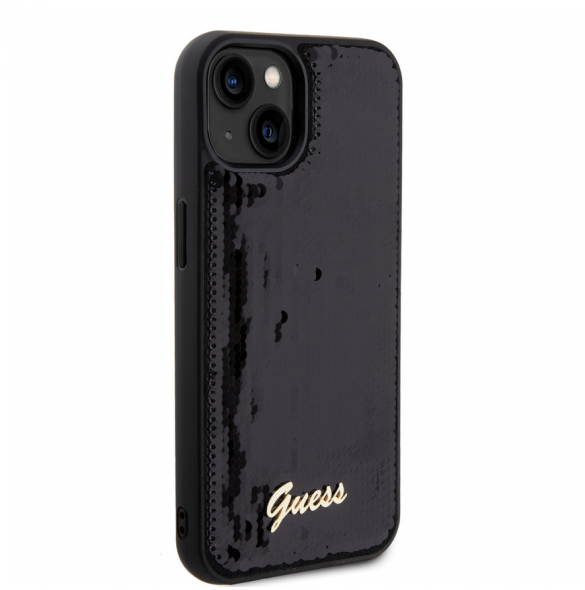 Guess Sequin Script Logofodral för iPhone 13 Svart