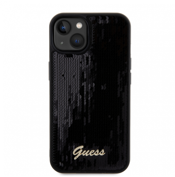 Guess Sequin Script Logofodral för iPhone 13 Svart