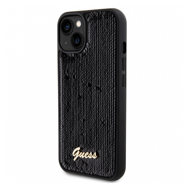 Guess Sequin Script Logofodral för iPhone 13 Svart