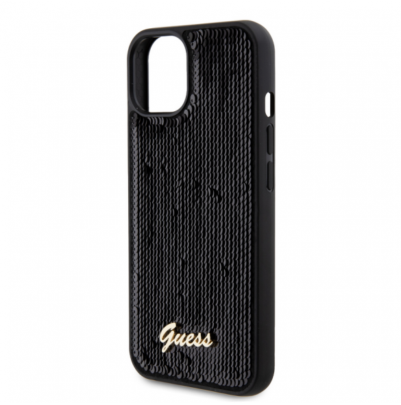 Guess Sequin Script Logofodral för iPhone 13 Svart
