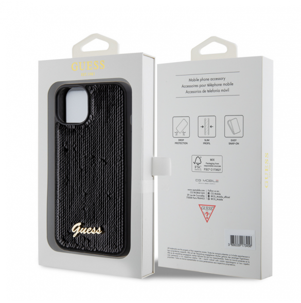 Guess Sequin Script Logofodral för iPhone 13 Svart