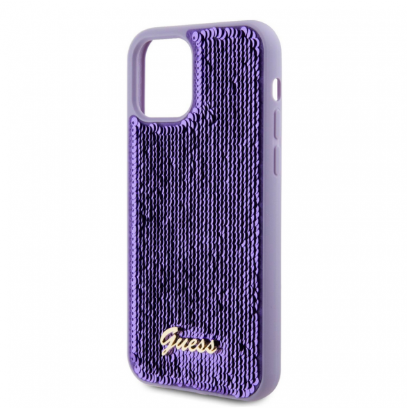 Guess Sequin Script Logofodral för iPhone 12/12 Pro Lila