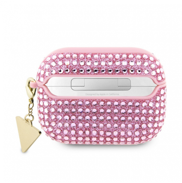 Guess Rhinestones Triangle metalllogofodral för AirPods Pro 2 Pink