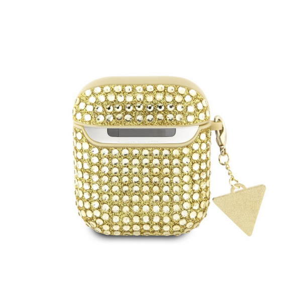 Guess Rhinestones Triangle metalllogofodral för AirPods 1/2 guld