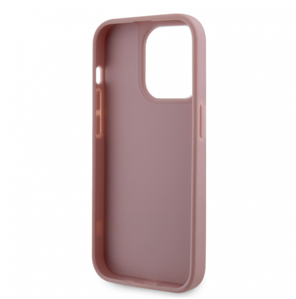 Guess Rhinestones Triangle metalllogofodral för iPhone 15 Pro Pink