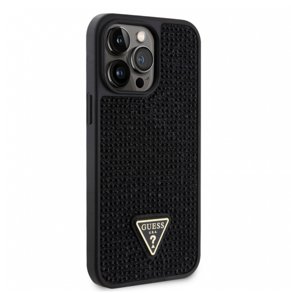 Guess Rhinestones Triangle Metal Logo Fodral till iPhone 15 Pro Max Svart