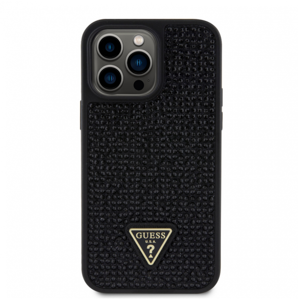 Guess Rhinestones Triangle Metal Logo Fodral till iPhone 15 Pro Max Svart