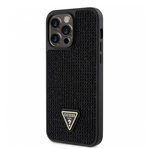 Guess Rhinestones Triangle Metal Logo Fodral till iPhone 15 Pro Max Svart